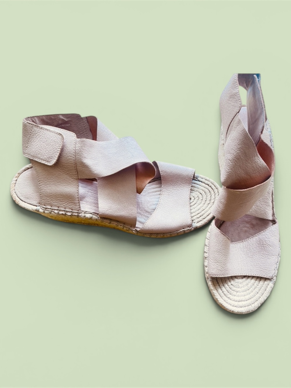 Eileen Fisher Pale Blush Espadrille Wedge Sandals